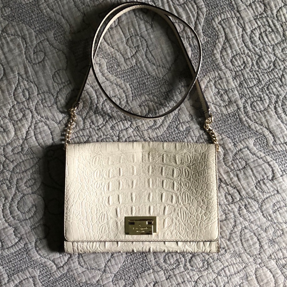 Kate Spade Beige Croc Crossbody
